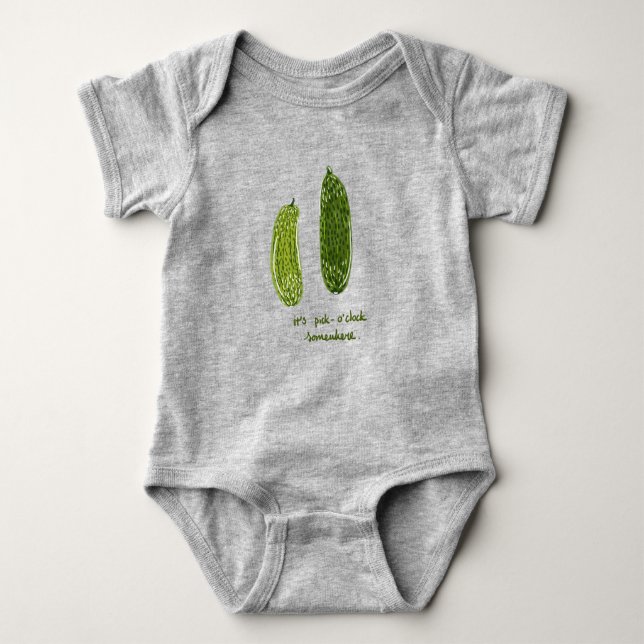 "It's Pickle-o'clock Somewhere" Baby Shirt (Front)