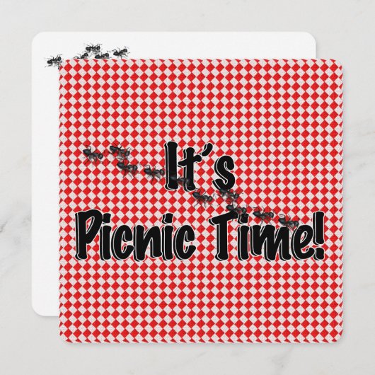 It's Picnic Time! Red Checkered Table Cloth w/Ants (Front/Back)