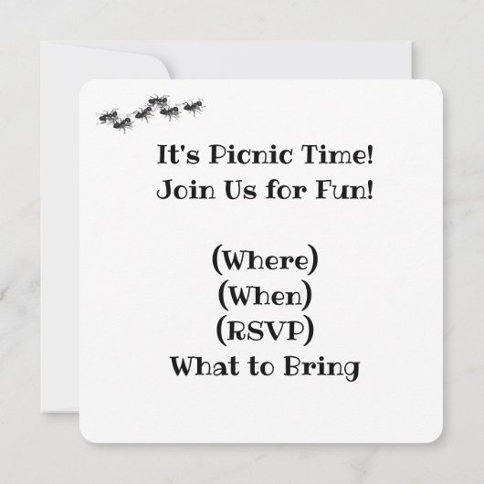 It's Picnic Time! Red Checkered Table Cloth w/Ants (Back)