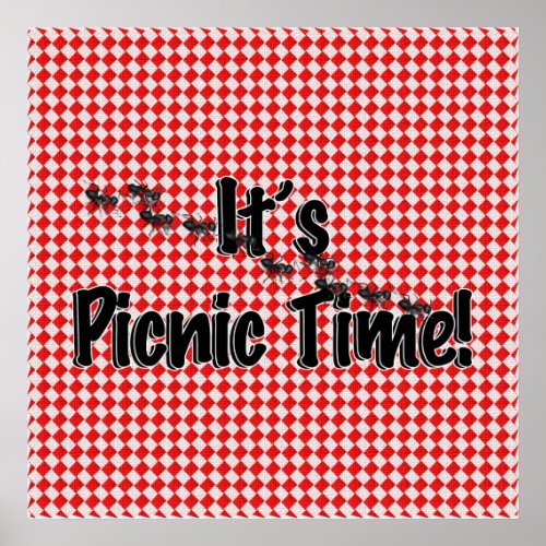 Its Picnic Time Red Checkered Table Cloth wAnts Poster