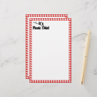 It's Picnic Time! Red Checkered Table Cloth w/Ants Stationery