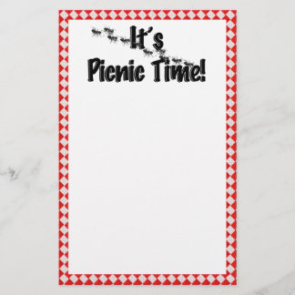 It's Picnic Time! Red Checkered Table Cloth w/Ants Stationery