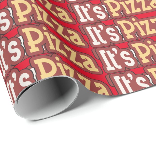 It's Pizza party word art wrapping paper (Roll Corner)