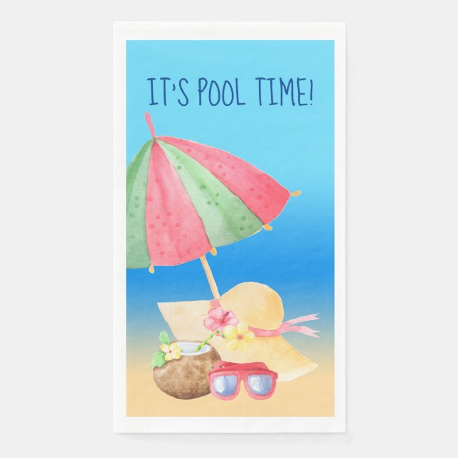 It's Pool Time Paper Guest Towels (Front)