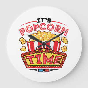 It's Popcorn Time Movie Cinema Lover Large Clock