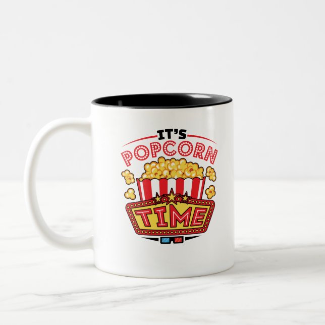 It's Popcorn Time Movie Cinema Lover Two-Tone Coffee Mug (Left)