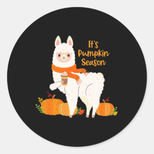 It's Pumpkin Season Llama Autumn Leaves Fall Gift Classic Round Sticker