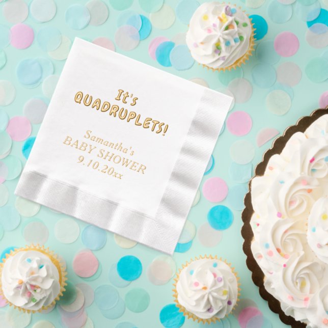 It's Quadruplets Baby Shower Foil Napkins (Insitu (Party))