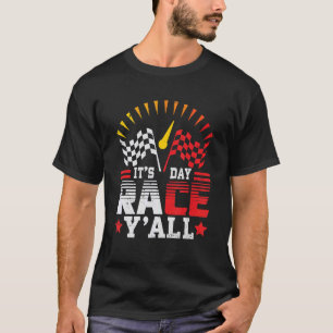 It's Race Day Y'all Checkered Flag Race Car for B T-Shirt