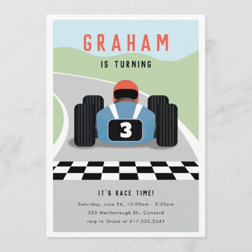 Its Race Time Birthday Invitation