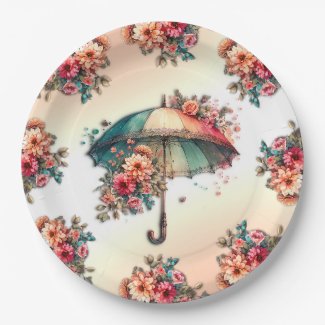 It's Raining A Beautiful Floral Wedding Paper Plates