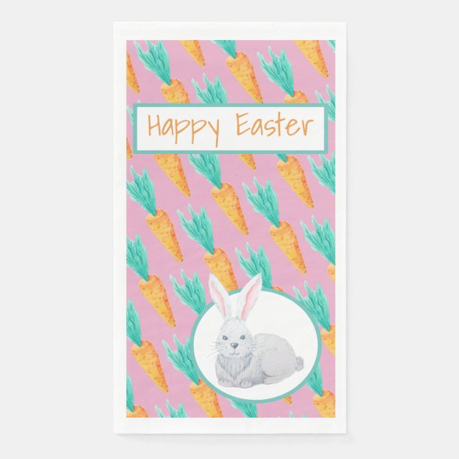 It's Raining Carrots - Happy Easter Paper Guest Towels (Front)