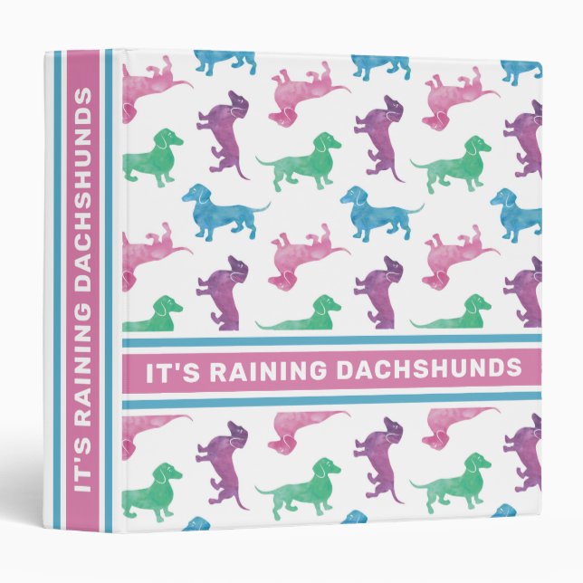 It's Raining Dachshunds 3 Ring Binder (Front/Spine)