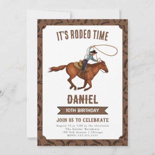 Its Rodeo Time Cowboy Birthday Invitation