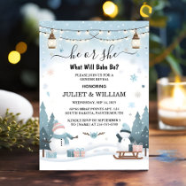 Its Rustic Snow Cold Ice Cozy Winter Gender Reveal Invitation