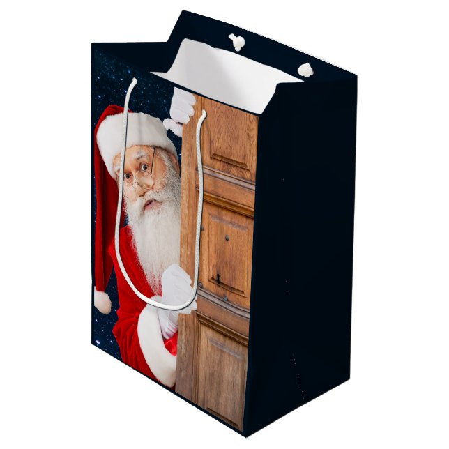 Its Santa Merry Christmas Name Medium Gift Bag (Front Angled)