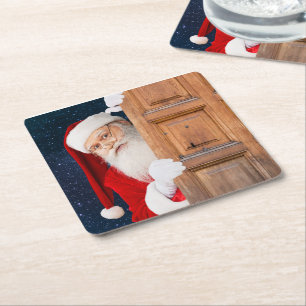 Its Santa Merry Christmas Name Square Paper Coaster