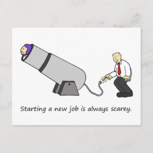 It's Scarey Starting a New Job Circus Cannon Postcard
