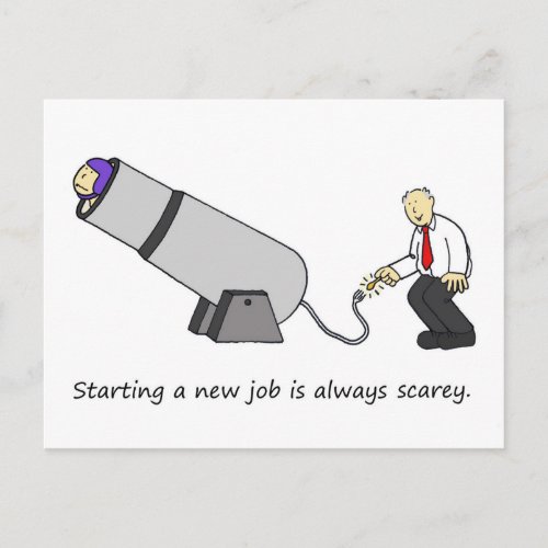 Its Scarey Starting a New Job Circus Cannon Postcard