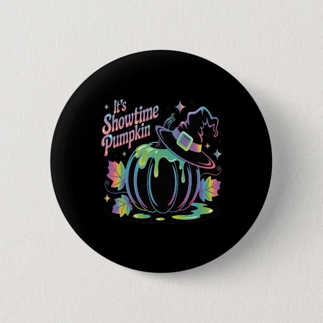 It's Showtime Pumpkin Hat Pumpkin Button (Front)