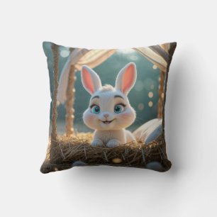 It's Sleepy Time for Haiku the Bunny Throw Pillow