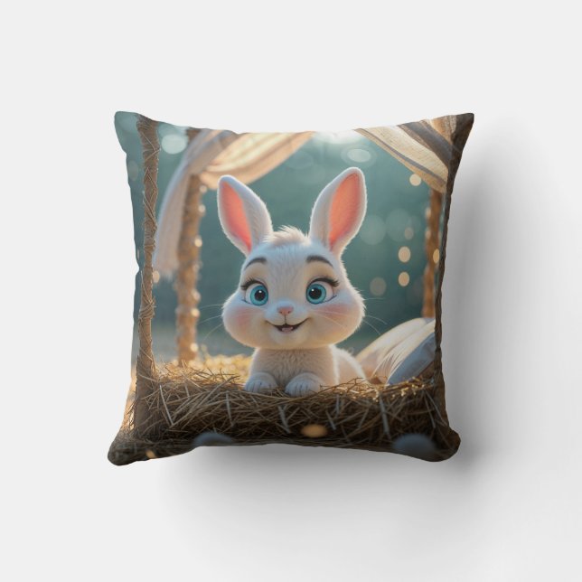 It's Sleepy Time for Haiku the Bunny Throw Pillow (Back)