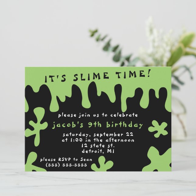 It's Slime Time!  Birthday invitation (Standing Front)