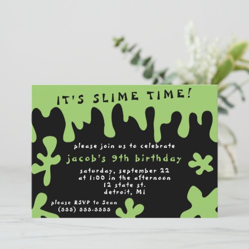 Its Slime Time  Birthday invitation