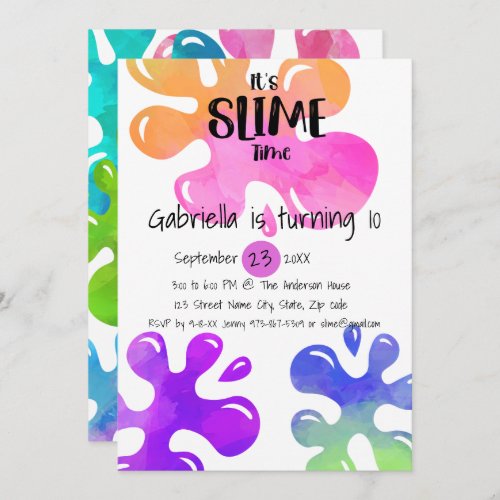 Its Slime Time Birthday Party Invitation
