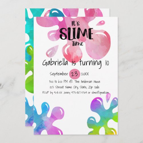 Its Slime Time Birthday Party Invitation