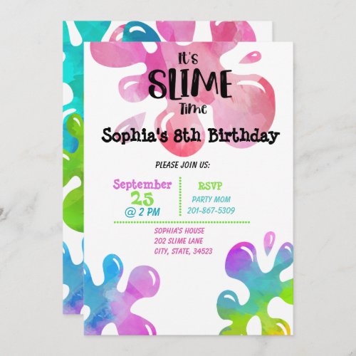 Its Slime Time Birthday Party Invitation