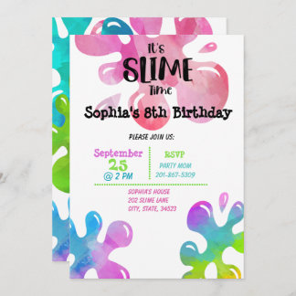 It's Slime Time Birthday Party Invitation