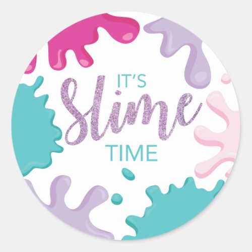 Its Slime Time Birthday Pink Slime Stickers
