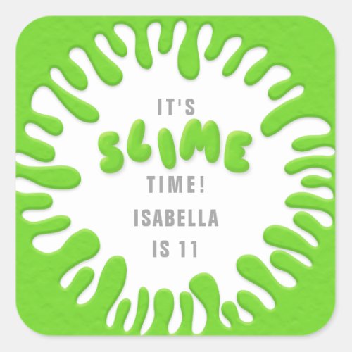 Its slime time neon green birthday party stickers