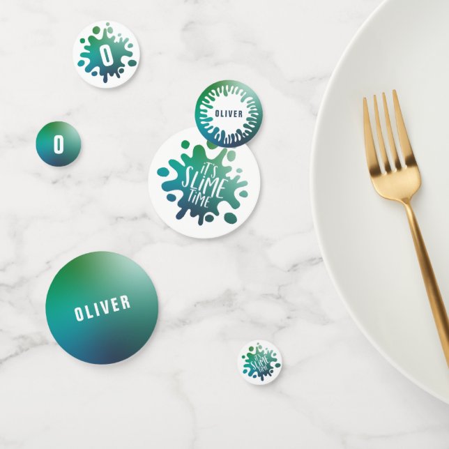 It's slime time rainbow birthday party confetti (Group)