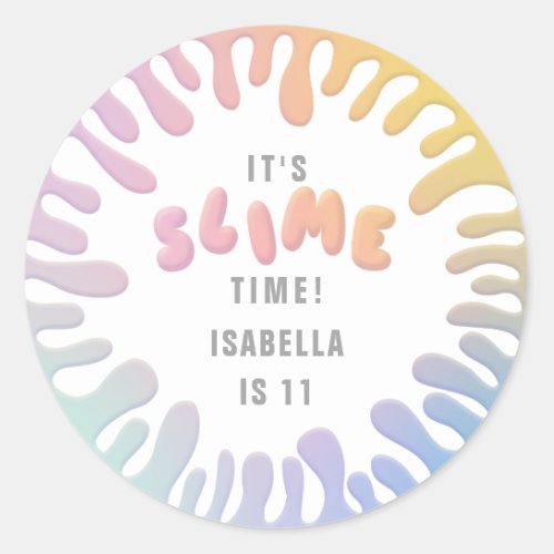 Its slime time rainbow birthday party stickers
