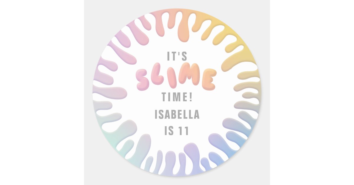 Its Slime Time Rainbow Birthday Party Stickers