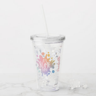 It's slime time rainbow slime party acrylic tumbler