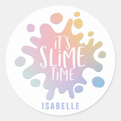 its slime time rainbow splat birthday party classic round sticker