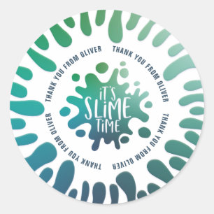 Its slime time rainbow splat birthday party classic round sticker