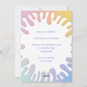 Its slime time rainbow splat birthday party holiday card