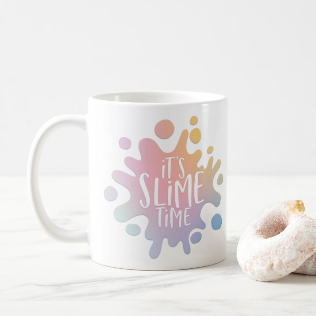 "its slime time rainbow splat coffee mug (With Donut)