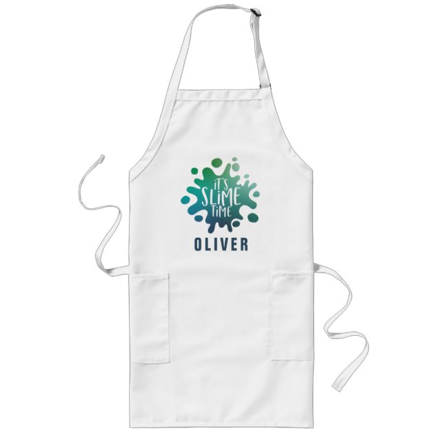 It's slime time, slime making shirt rainbow long apron (Front)