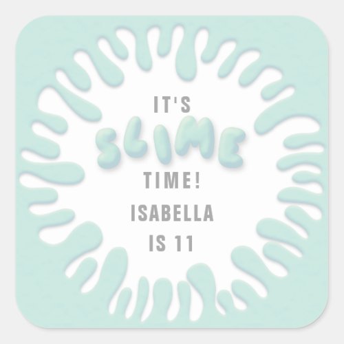 Its slime time turquoise  birthday party stickers