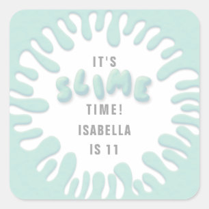 Its slime time turquoise birthday party stickers