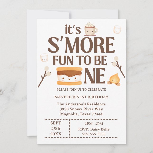 It's S'more Fun to Be One Kids 1st Birthday  Invitation (Front)