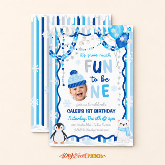 Its Snow Much Fun to be One, Blue Winter Birthday Invitation