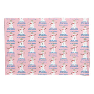 It's sNOw Mystery Detective Snowman Pink Pillow Case