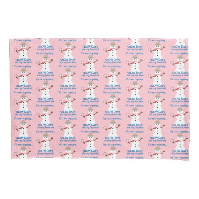 It's sNOw Mystery Detective Snowman Pink Pillow Case (Front)