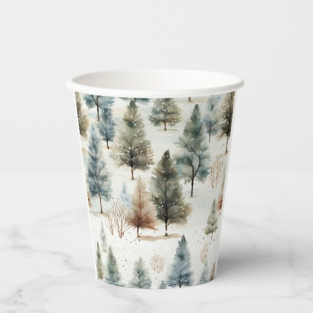 It's snowing on fir trees - paper cups (Front)